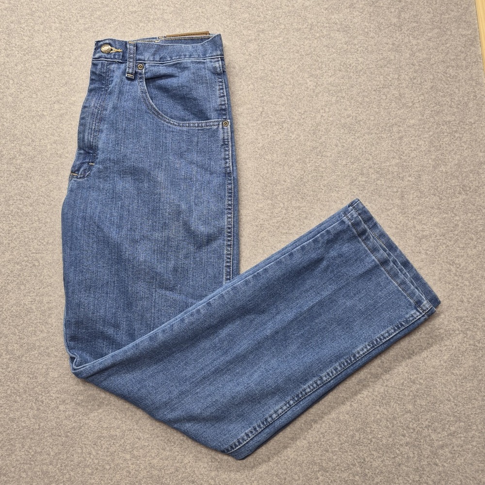 Wrangler Jeans Mens 34x32 Blue Rugged Wear Denim Heavyweight Straight Classic